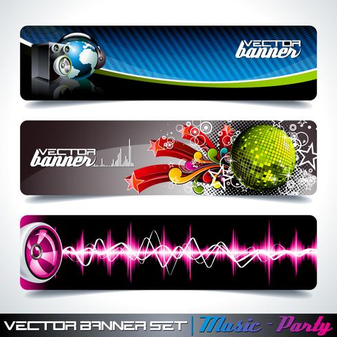 Vector banner set on a Music and Party theme.