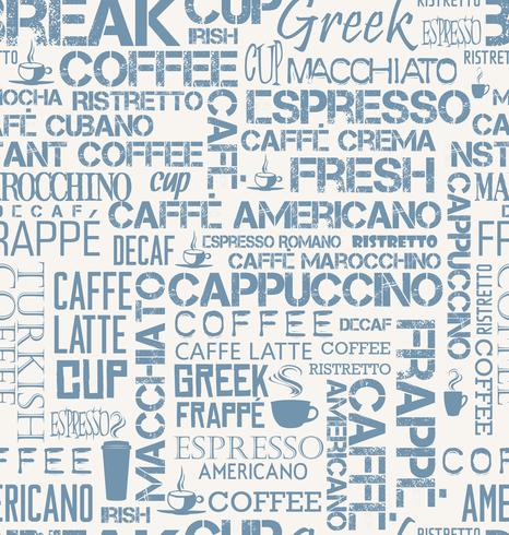 Background seamless tile of coffee words and symbols vector