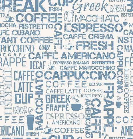 Background seamless tile of coffee words and symbols vector