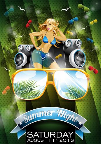 Diseño de fiesta de noche de verano vector