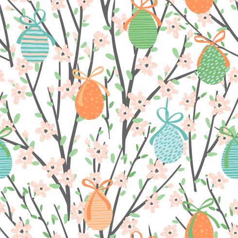 Vector seamless pattern with easter eggs.