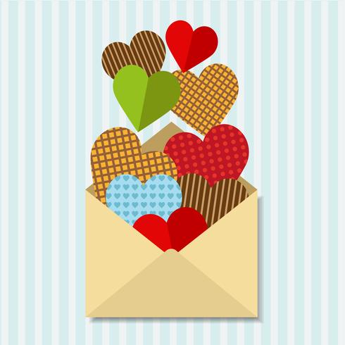 Carta con muchos corazones. vector