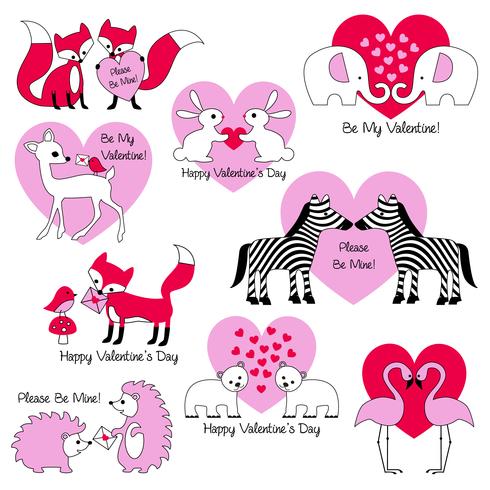 animal valentine graphics vector