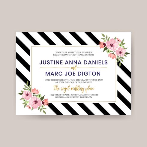 Black Line With Wedding Flower Template vector