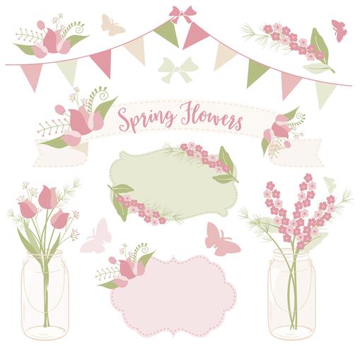 Flowers in mason jars vector