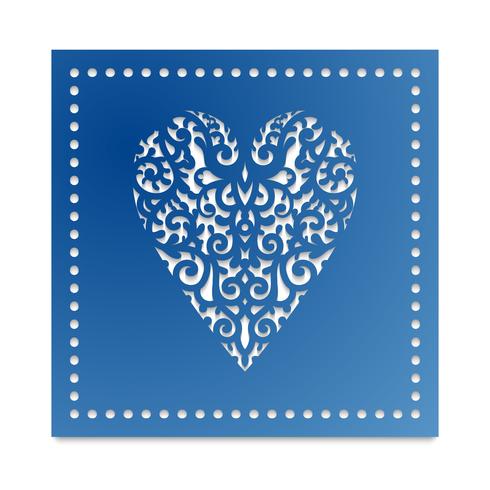 Template heart with flowers for laser cutting, chipboard scrapbooking. vector