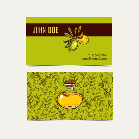 Argan business cards. Eco style in natural colors.  vector