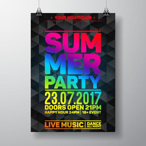 Vector Summer Beach Party Flyer Design with typographic elements