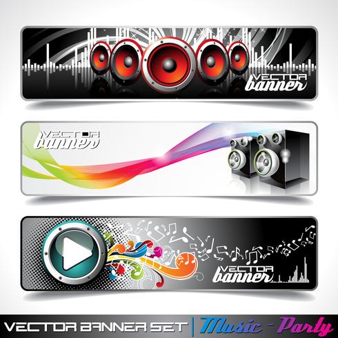 Vector banner set on a Music and Party theme.