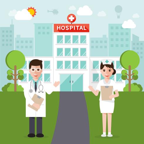 Medical and hospital characters vector