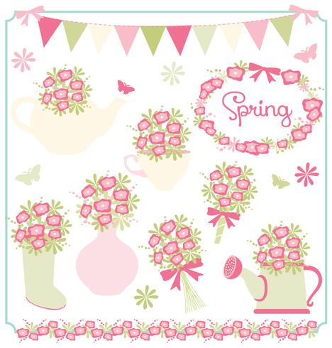April Spring Flowers vector