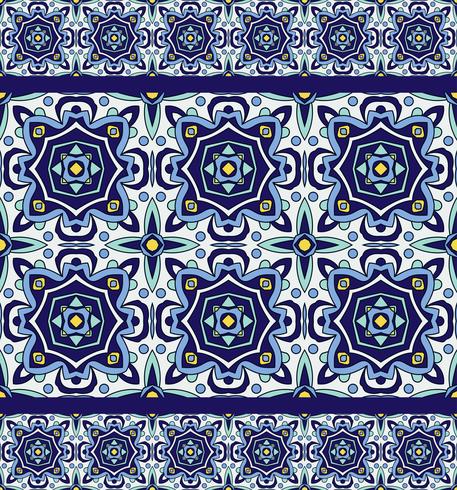 Adorno azul tradicional azulejos portugueses. Patrón sin costuras oriental vector