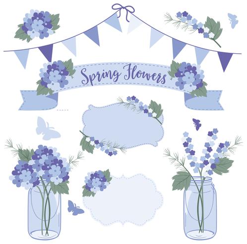 Spring flowers blue vector