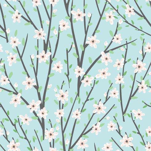 Vector floral pattern with flowers and branches.