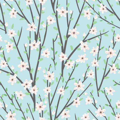 Vector floral pattern with flowers and branches.