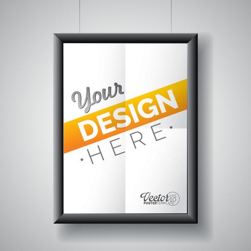 Vector poster frame template of a folded paper sheet.