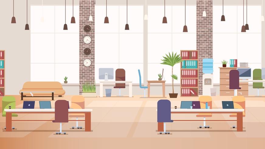 Office Interior. Coworking Workspace. Vector. vector