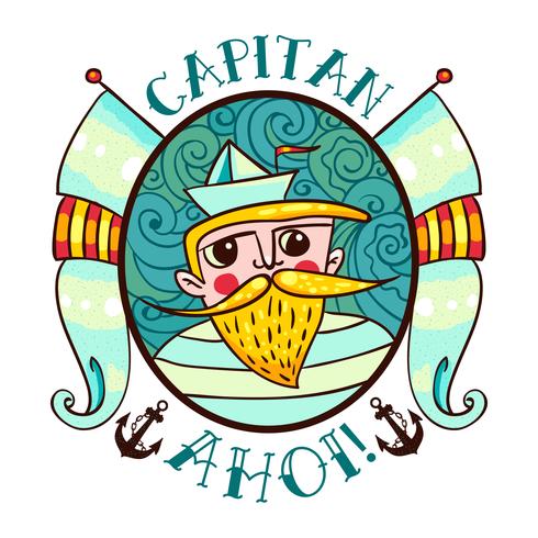 Seaman with a lighthouse in the style of an old tattoo.  vector