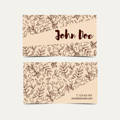 Argan business cards. Eco style in natural colors.  vector