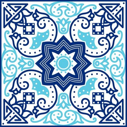 Portuguese azulejo tiles. Seamless patterns.  vector