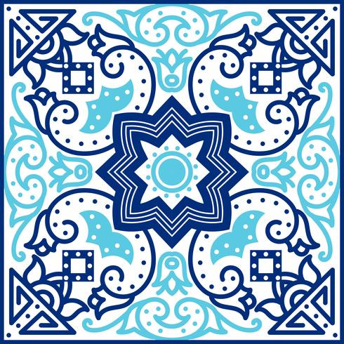 Portuguese azulejo tiles. Seamless patterns.  vector