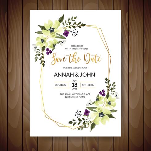 Tarjeta de boda floral vector