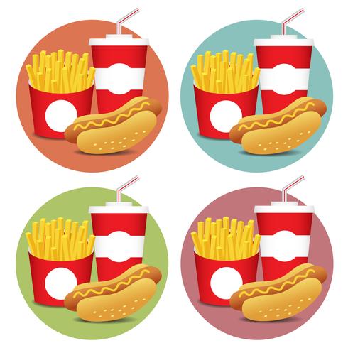 Fast food set vector