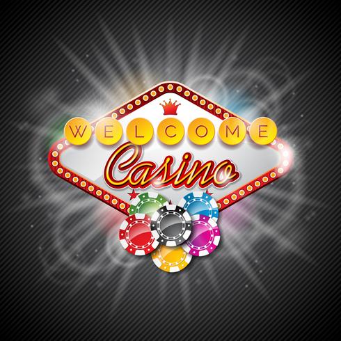 Vector la ilustración en un tema del casino con el color que juega virutas