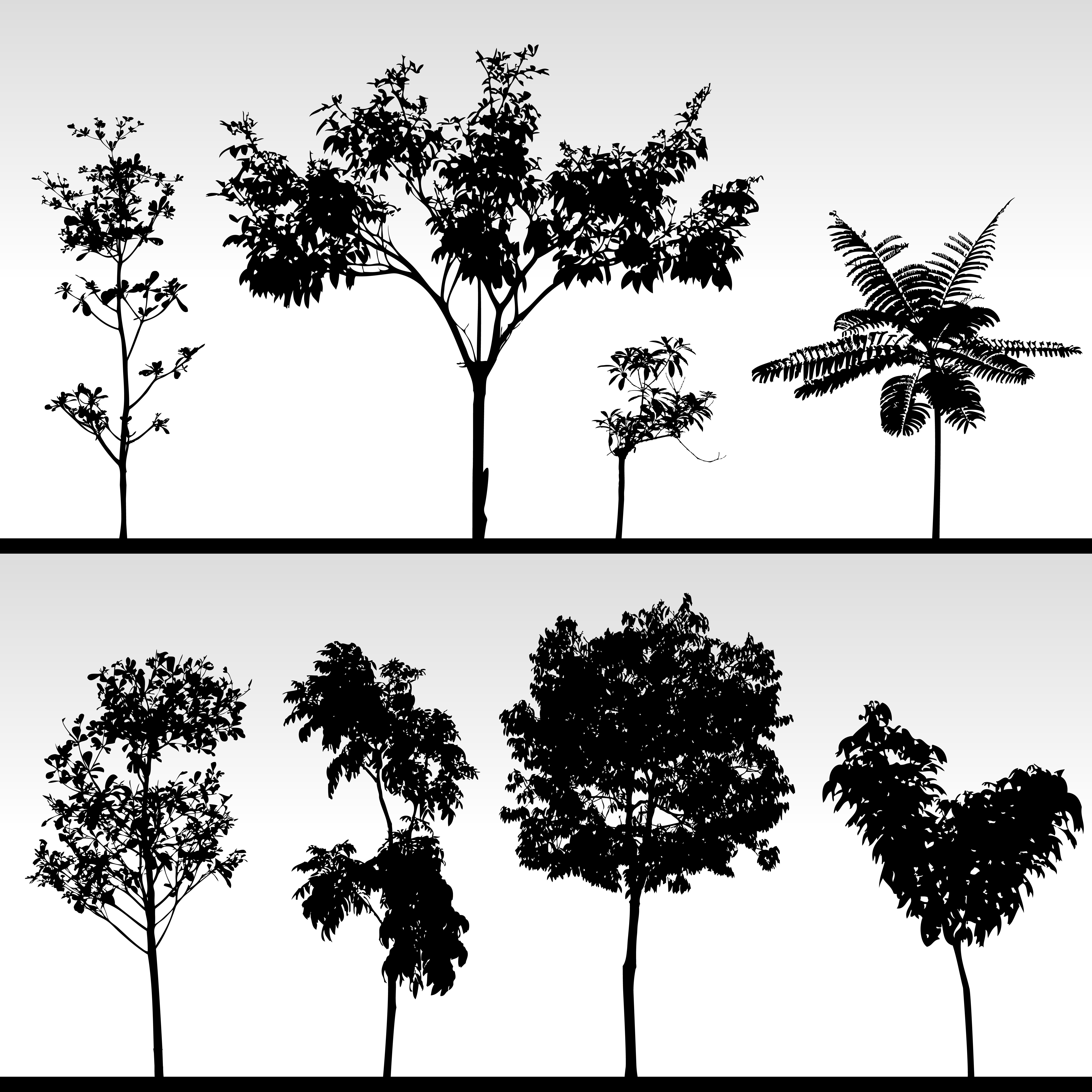Download Small tree silhouette scenery. 340763 Vector Art at Vecteezy