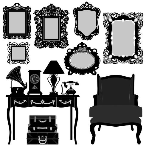 Antique Picture Frames and Furniture.  vector