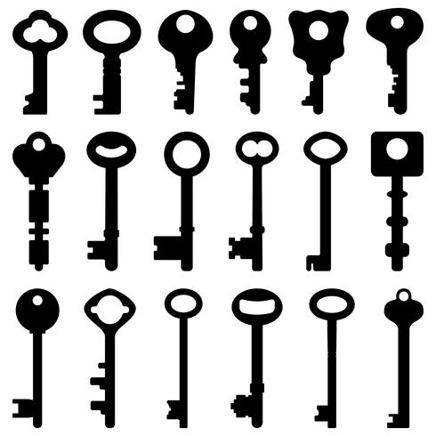 Key Black Silhouette Retro Old Antique Vector.  vector