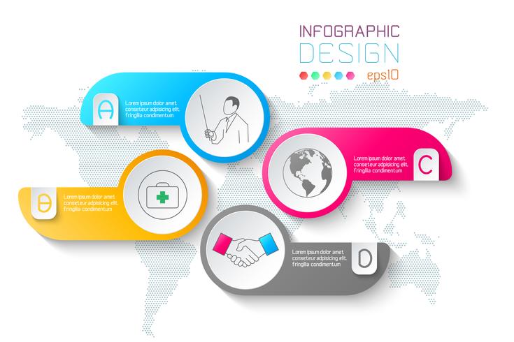 Etiquetas de negocios forma infografía barra de círculos. vector