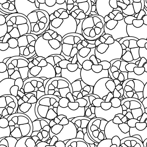 Mangosteen doodle hand drawn seamless background. vector