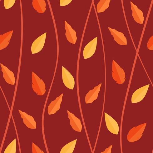 Orange leaves pattern on seamless background vector