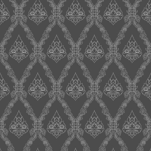 Seamless lined pattern thai art background decoration. vector