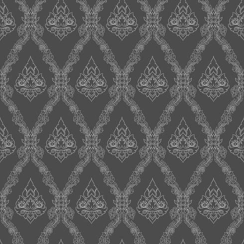 Seamless lined pattern thai art background decoration. vector