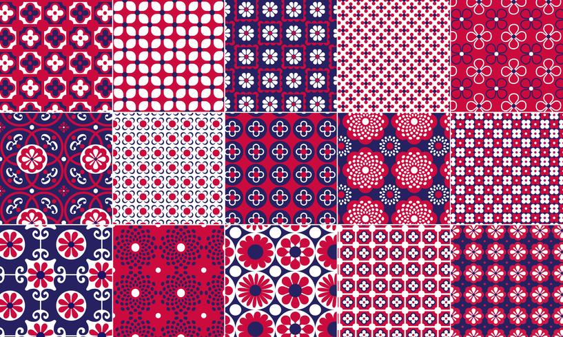 Red, White,  Blue Patterns vector