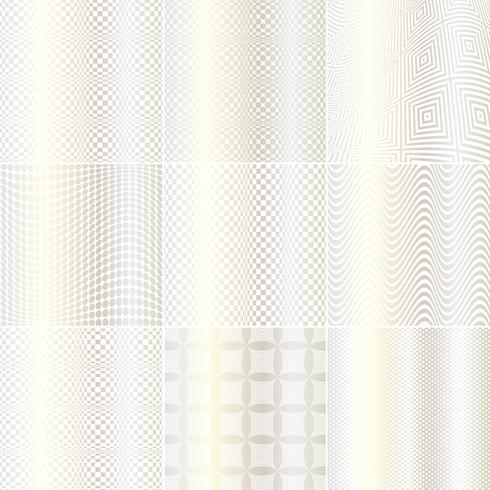 Silver and White Op Art Patterns vector