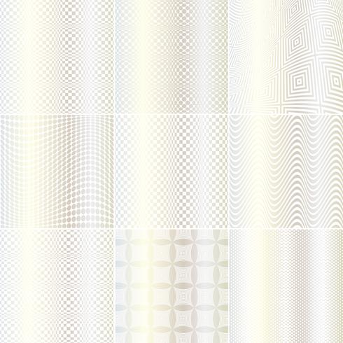 Patrones Op Art en plata y blanco vector