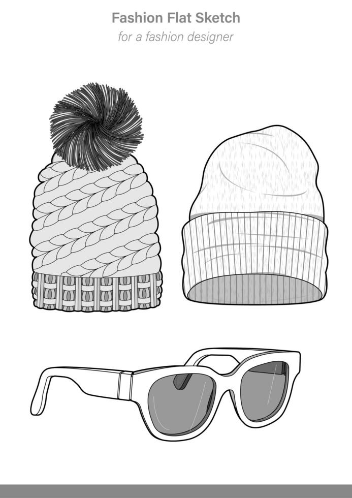 ccessory Fashion flat technical drawing vector template