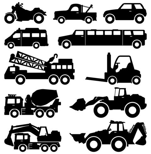 Vehicle silhouette set  vector