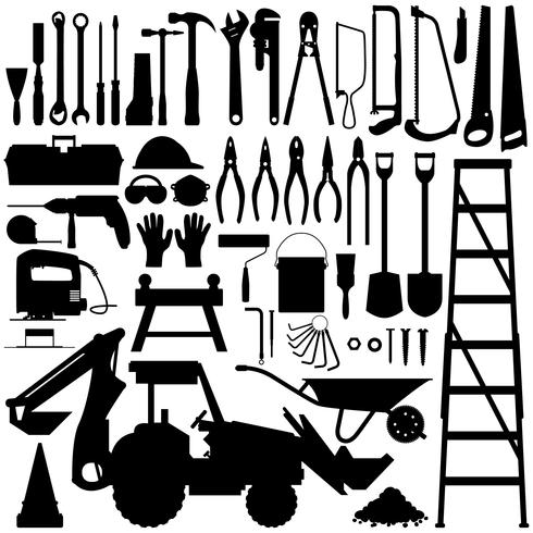 Construction Tool Silhouette Vector.  vector