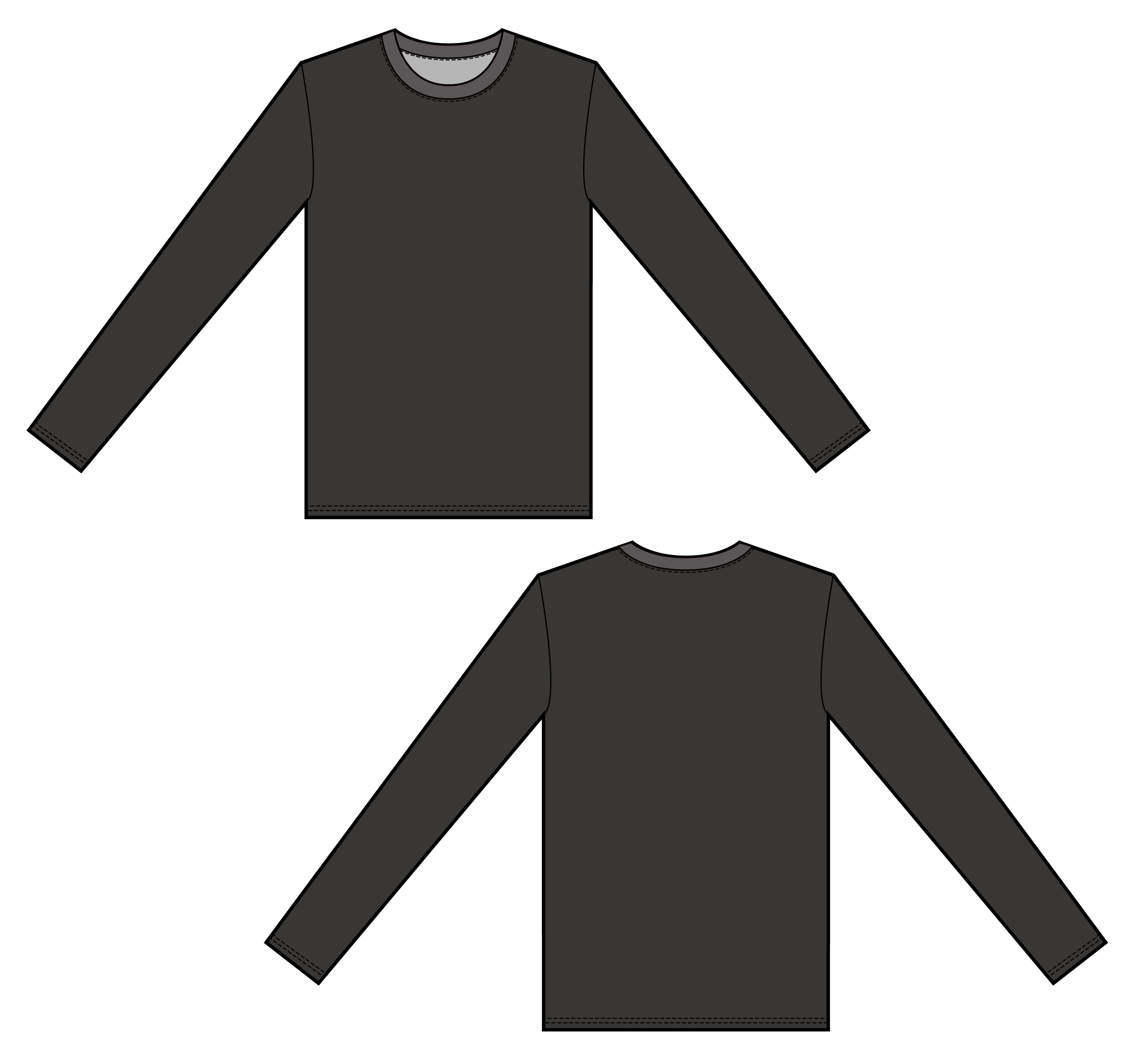 Download LONG SLEEVE TEE fashion flat technical drawing template - Download Free Vectors, Clipart ...