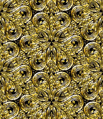 Line Thai seamless pattern, Thai traditional art was modified to be gold tone. vector