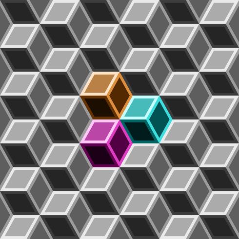 3d box seamless pattern on grey tone. vector