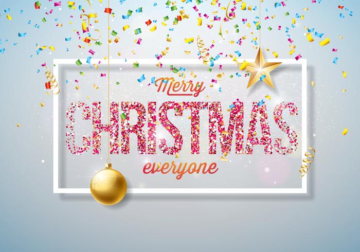 Vector Merry Christmas Illustration on Shiny Bright background