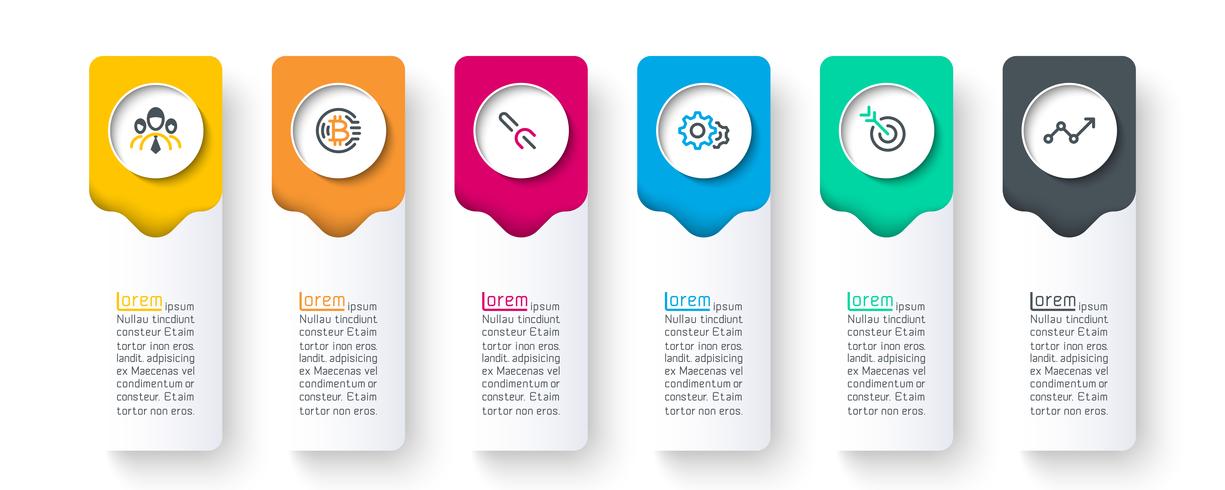 Business infographic with 6 steps. vector