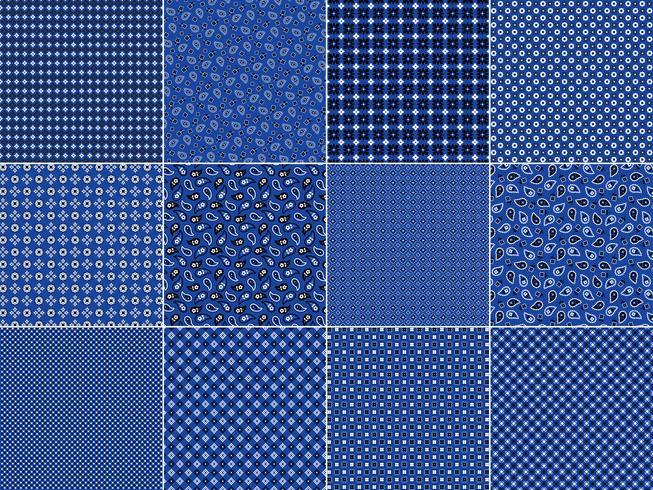 Blue Bandana Patterns vector