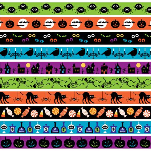 patrones de frontera de halloween brillante vector