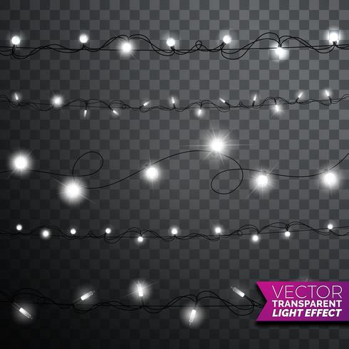 Glowing Christmas lights on transparent background vector